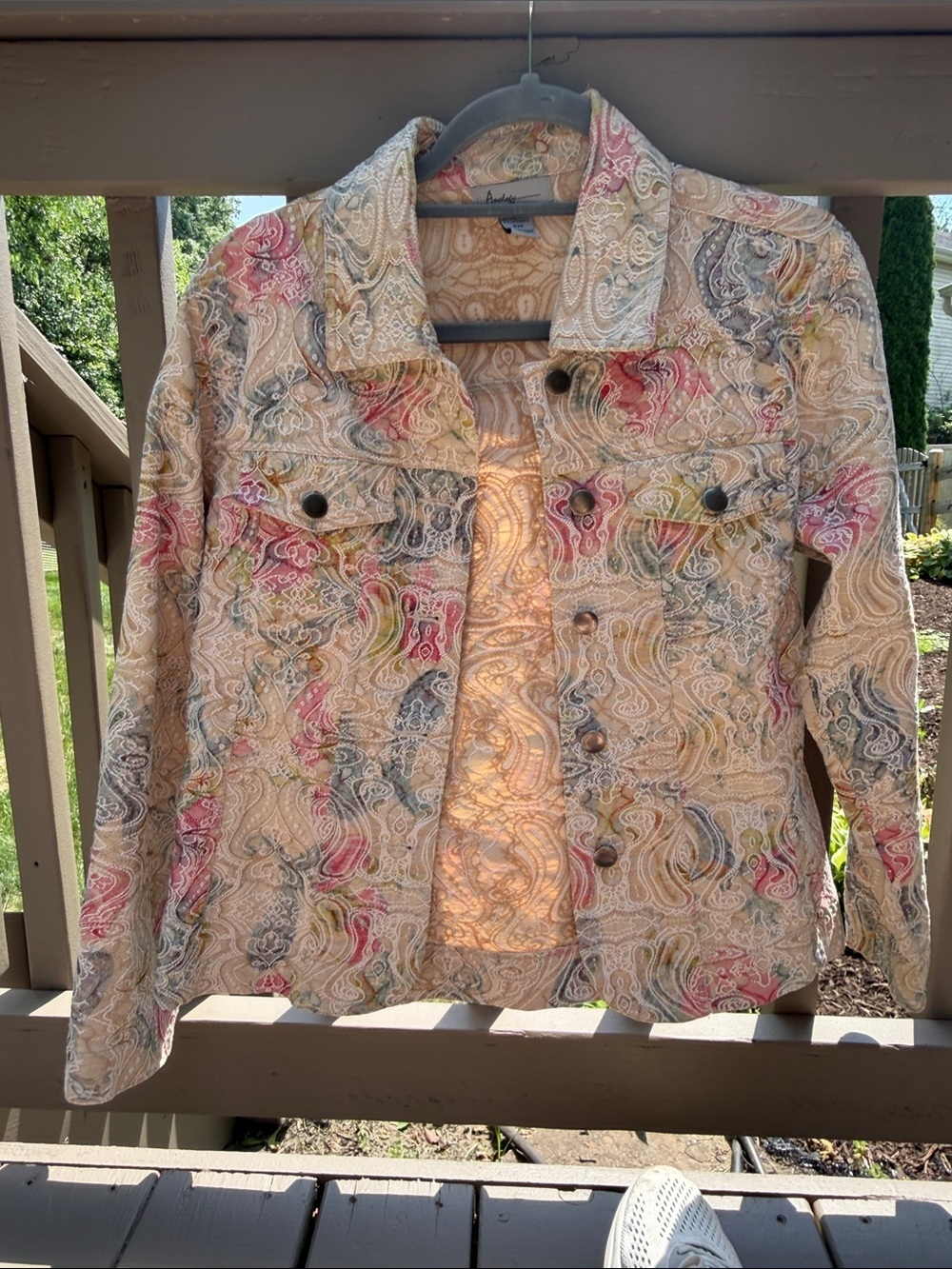 Vintage Analogy Petites Women's Textured Paisley Light Weight Jacket Size PM